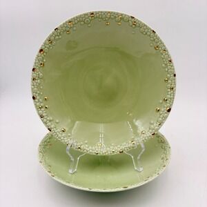 L'Objet Haas Brothers Deep Soup Pasta Bowls Mojave Matcha Green 24k Gold Set